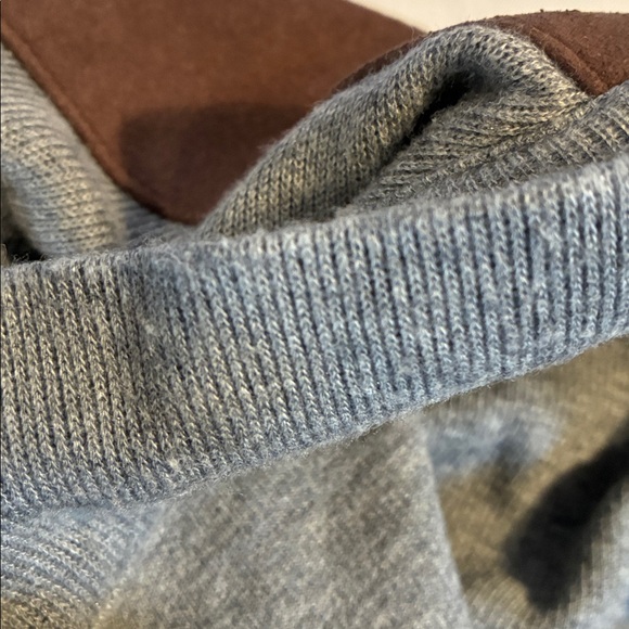 Cremieux mens gray pullover sweatshirt 1/4 button up faux suede accents size XXL - Picture 9 of 14